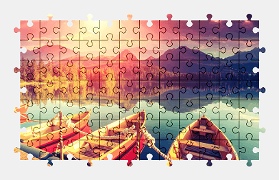 Jigsaw puzzle online lake,slovakia,nature,colorful,landscape,boat,mountains,sun