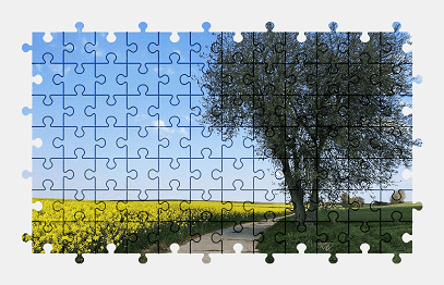 Jigsaw puzzle online yellow,flower,field,summer,tree,nature