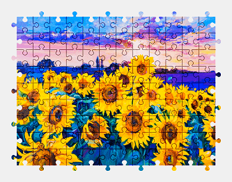 Jigsaw puzzle online sunflower,painting,flower,plant,nature,colorful