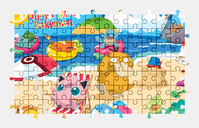Jigsaw puzzle online sunny,pokemon,anime,colorful,character,beach
