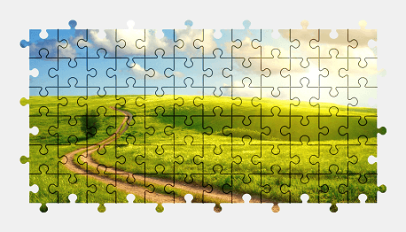 Jigsaw puzzle online sunny,field,landscape,road,nature,colorful