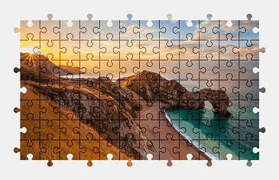 Jigsaw puzzle online arch,beach,sunset,england,nature,seascape,landscape,colorful