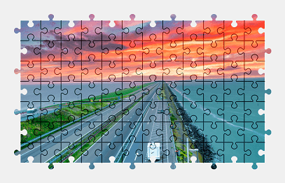 Jigsaw puzzle online sunset,road,sky,landscape,colorful