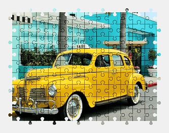 Jigsaw puzzle online yellow,taxi,car,vehicle,colorful