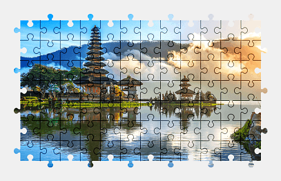 Jigsaw puzzle online temple,indonesia,building,water,lake,mountains,colorful