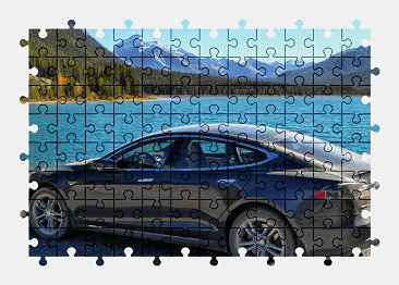 Jigsaw puzzle online tesla,car,landscape,colorful,mountains