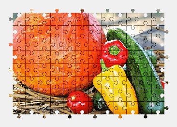 Jigsaw puzzle online pumpkin,cucumber,tomatoes,vegetable,food,bell-pepper,colorful