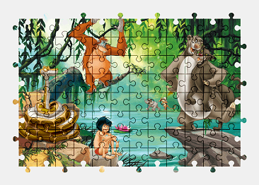 Jigsaw puzzle online the-jungle-book,mowgli,cartoon,character,colorful