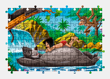 Jigsaw puzzle online the-jungle-book,mowgli,cartoon,character,colorful