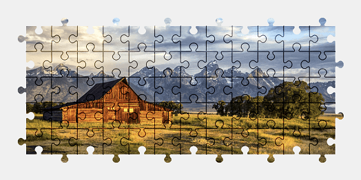 Jigsaw puzzle online barn,wyoming,usa,building,mountains,landscape,nature,colorful