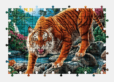 Jigsaw puzzle online tiger,painting,colorful,art,animal