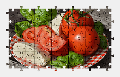 Jigsaw puzzle online mozzarella,tomatoes,food,vegetable,colorful