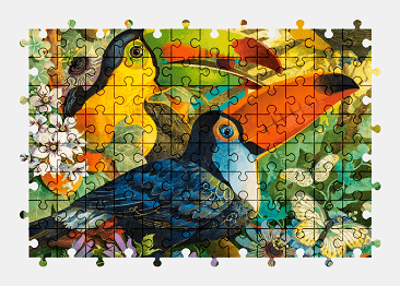 Jigsaw puzzle online toucan,painting,art,bird,animal,colorful