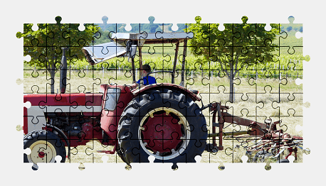Jigsaw puzzle online tractor,vehicle,farm,colorful