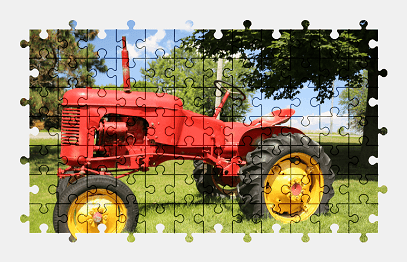 Jigsaw puzzle online red,tractor,vehicle,colorful