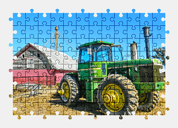 Jigsaw puzzle online john-deere,tractor,farm,barn,colorful,vehicle