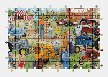 Jigsaw puzzle online tractor,painting,vehicle,colorful,countryside