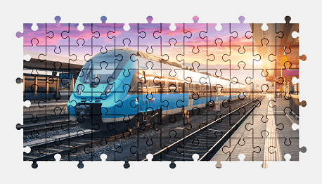 Jigsaw puzzle online train,station,sunset,vehicle,colorful