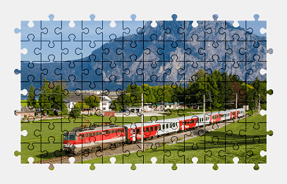 Jigsaw puzzle online train,vehicle,colorful,mountains