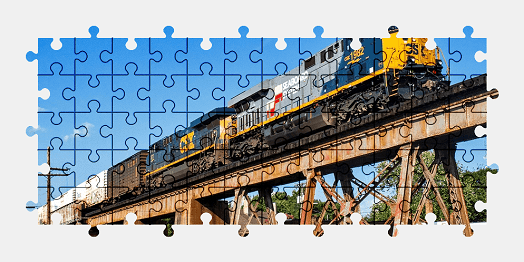 Jigsaw puzzle online train,bridge,vehicle,colorful