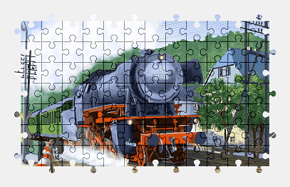 Jigsaw puzzle online train,painting,vehicle,colorful,railway