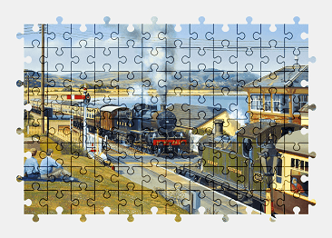 Jigsaw puzzle online train,painting,vehicle,colorful,art
