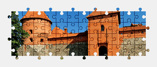 Jigsaw puzzle online castle,building,colorful,lithuania,architecture