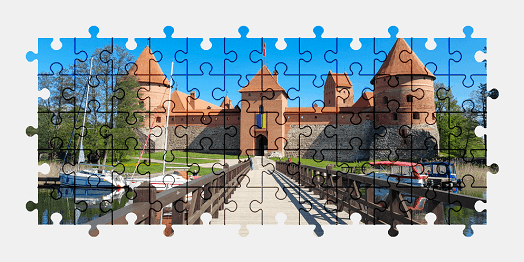 Jigsaw puzzle online castle,lithuania,building,colorful,architecture