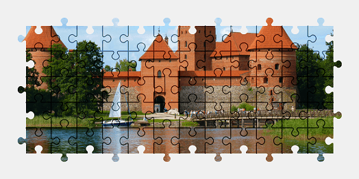 Jigsaw puzzle online castle,lithuania,island,lake,building,architecture,colorful