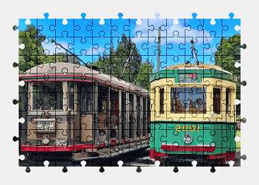 Jigsaw puzzle online tram,museum,australia,vehicle,colorful