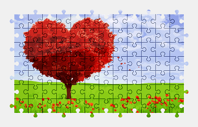 Jigsaw puzzle online red,heart,tree,grass,colorful,nature