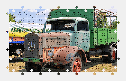 Jigsaw puzzle online truck,oldtimer,mercedes-benz,vehicle,old,colorful