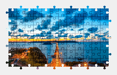 Jigsaw puzzle online bridge,japan,road,landscape,colorful