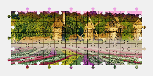 Jigsaw puzzle online tulip,field,windmill,flower,landscape,nature,colorful