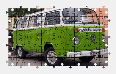 Jigsaw puzzle online green,volkswagen,vw,bus,vehicle,colorful