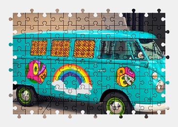 Jigsaw puzzle online vw,bus,volkswagen,vehicle,colorful
