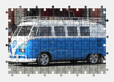 Jigsaw puzzle online blue,vw,bus,volkswagen,vehicle