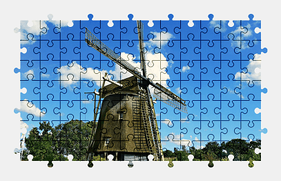 Jigsaw puzzle online windmill,sky,amsterdam,netherlands