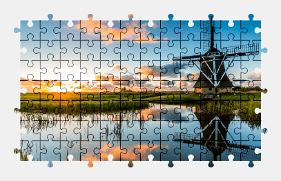 Jigsaw puzzle online windmill,netherlands,colorful