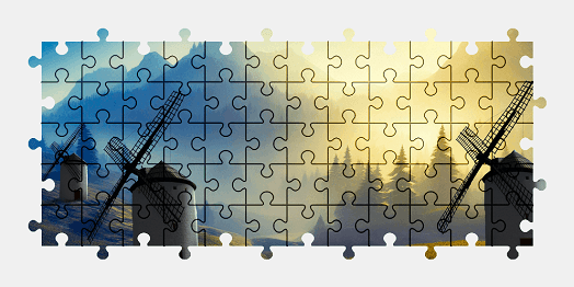 Jigsaw puzzle online windmill,colorful,mountains