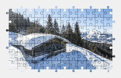 Jigsaw puzzle online house,mountains,winter,landscape,nature,snow