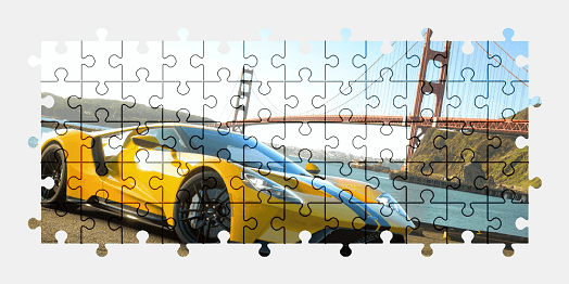 Jigsaw puzzle online ford,gran-turismo,video-games,colorful,car,vehicle,bridge,sports-car